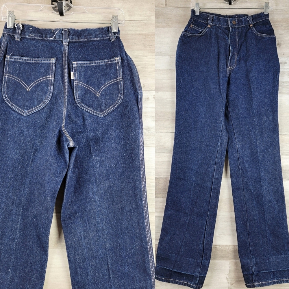Vintage 70s Levi's High-Rise White Tab Jeans Women's 26" Waist USA Made